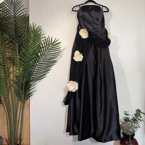 Vintage Inspired Strapless Corset Back Gown with Floral Appliqués